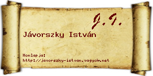 Jávorszky István névjegykártya