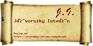 Jávorszky István névjegykártya